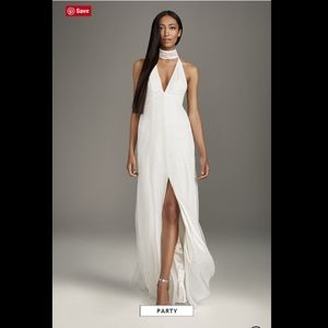 White VERA WANG Split Choker Neck Wedding Dress 6